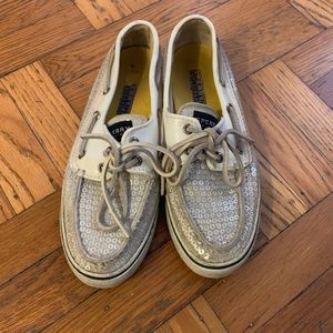 Sperry Top Sider White Sequin Shoes